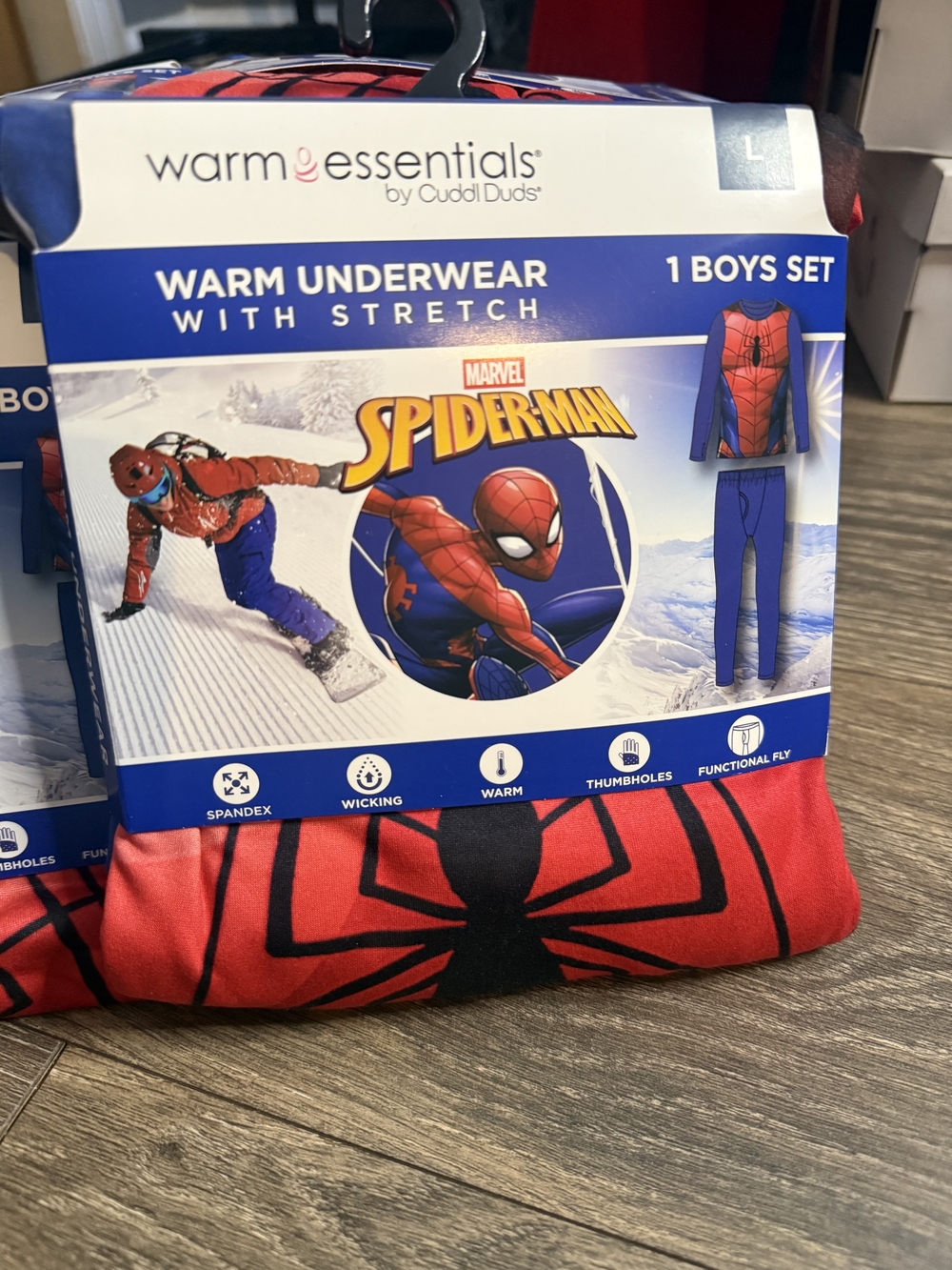 Cuddl Duds Marvel Spider-Man Red and Black Boys' Warm Underwear Set Boys L 10-12